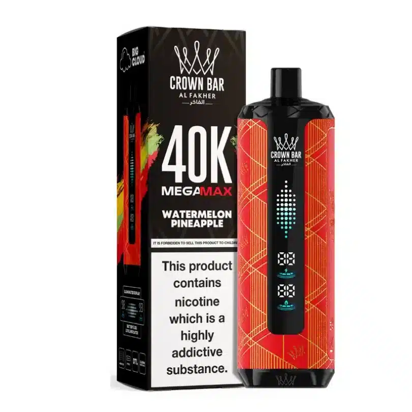 al_fakher_40_k_puffs_shisha2 Al Fakher Crown Bar 40K Dubai Watermelon Pineapple flavor disposable vape