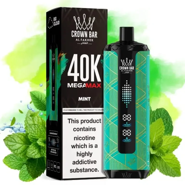 al_fakher_40_k_puffs_shisha3 Al Fakher Crown Bar 40K Dubai Mint flavor shisha disposable vape