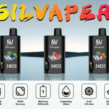SV Silvaper 24k Puffs Disposable Vape featuring a smart digital LED display screen and 26ml capacity available at US Vape UAE.
