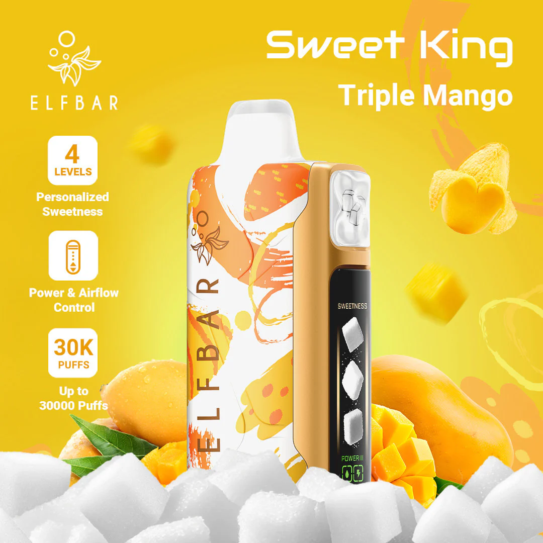 TripleMango_Elfbar_sweet_king_30000_puffs_vape_king_dxb Elf Bar 30K Dubai Sweet King Triple Mango flavor smart disposable vape