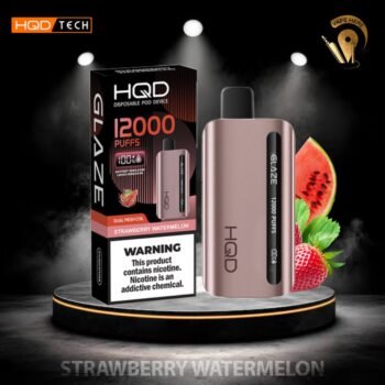 HQD Glaze 12k Puffs Strawberry Watermelon disposable vape with smart LED indicator screen available at US Vape UAE
