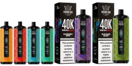 Al Fakher Crown Bar 40K Dubai disposable shisha vape with dual smart screen display