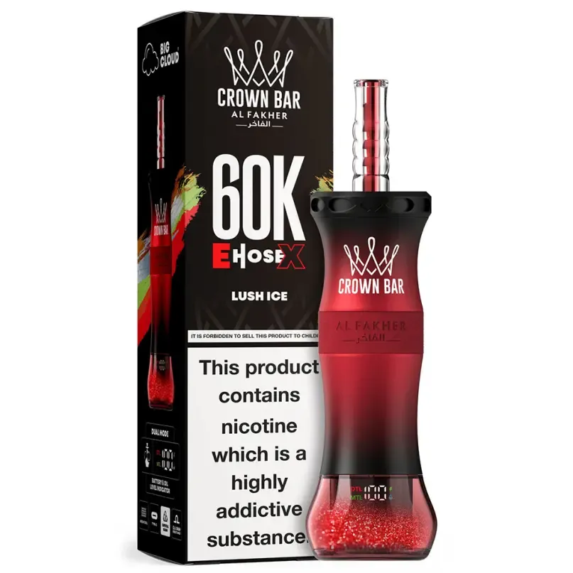 al_fakher_60k_puffs_shisha4 Al Fakher Crown Bar 60K Dubai Lush Ice flavor shisha disposable vape
