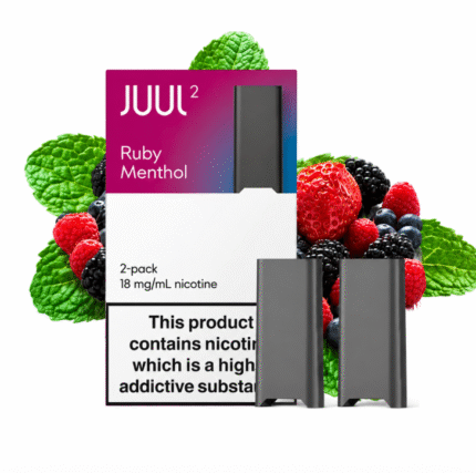 JUUL Ruby Menthol pods 2-pack premium mint berry 18mg nicotine JUUL 2 compatible pods